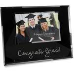 Black graduation photo frame with a sample graduation picture and "Congrats Grad!" text