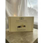 Box of vanilla caramels on a table