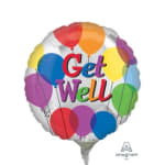Round balloon with "Get Well" text and colorful balloon graphics