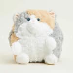 Plush calico cat stuffed animal with blue eyes