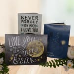 Three greeting cards with floral accents and love-themed messages
