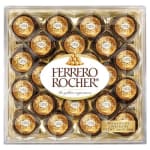 Box of Ferrero Rocher chocolates in gold wrappers
