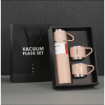 Gift box with a vacuum flask and two matching cups