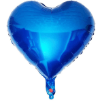 Blue heart-shaped foil balloon on a white background