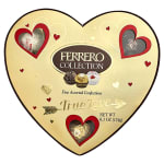 Heart-shaped Ferrero Collection chocolate box with red heart accents