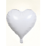 White heart-shaped foil balloon on a plain background