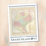 Printed Grand Island NY map poster on a wall