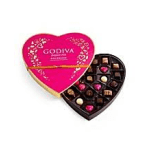 Heart-shaped box of assorted chocolates with a pink lid