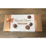 Box of assorted Russell Stover milk and dark chocolates