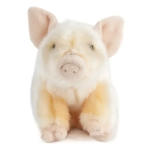 Plush pig toy with pale pink ears and cream fur