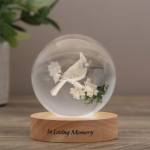 Crystal Keepsake Cardinal Orb With Wood LED Base