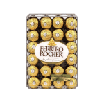Box of Ferrero Rocher chocolates in gold wrappers