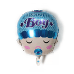 Baby boy foil balloon with a sleeping face design