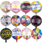 Assorted birthday balloons with colorful printed messages