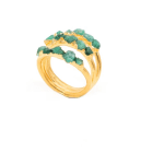 Gold ring with green stone accents