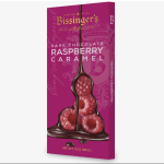 Box of dark chocolate raspberry caramel candies