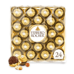 Box of Ferrero Rocher chocolates with gold foil wrappers