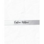 White ribbon with the words "Custom Ribbon" printed in black script