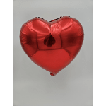 Red heart-shaped foil balloon on a plain background