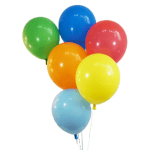 Cluster of colorful balloons on white background