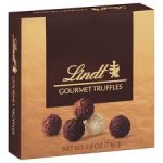 Box of Lindt gourmet truffles with assorted chocolates pictured