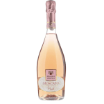 Bottle of pink Moscato wine with a pink foil top