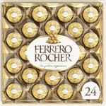 Box of Ferrero Rocher chocolates in gold wrappers