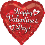Red heart-shaped balloon with "Happy Valentine's Day" text