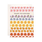 Thank you card with rows of colorful flower illustrations