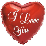 Red heart-shaped balloon with "I Love You" text