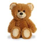 Brown teddy bear plush toy sitting on a white background