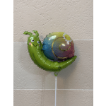 Snail-shaped foil balloon on a stick with a rainbow shell