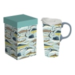 Fish-pattern travel mug with matching box