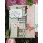 Sympathy greeting card with butterfly decorations and pastel patterns