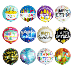 Assorted birthday balloons with colorful printed designs