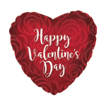 Heart-shaped red balloon with "Happy Valentine's Day" text