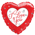 Heart-shaped red foil balloon with "I Love You" text