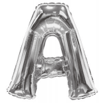 Silver letter A foil balloon on a white background