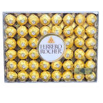 Box of Ferrero Rocher chocolates in gold wrappers