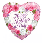 Heart-shaped Mother's Day floral balloon with pink and white flowers