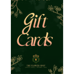 Green gift card with floral line art and the words Gift Cards
