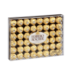 Box of Ferrero Rocher chocolates in gold wrappers