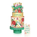 Decorative birthday cake card with flowers and candles
