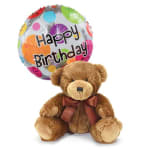 Teddy bear with a Happy Birthday balloon