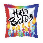 Birthday balloon with candles and rainbow border