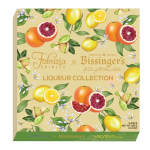 Box of assorted liqueur chocolates with citrus illustrations