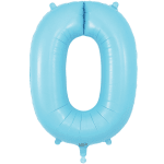 Light blue number 0 foil balloon on a white background