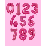 Pink number balloons arranged on a pink background