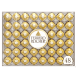 Box of Ferrero Rocher chocolates in gold wrappers