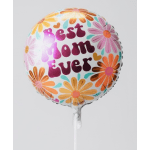 Round balloon with colorful flowers and the words Best Mom Ever
